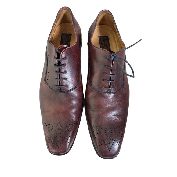 Mercanti Fiorentini Mens Burgundy Leather Oxford Dress Shoes 8.5 Leather Lace main image 8